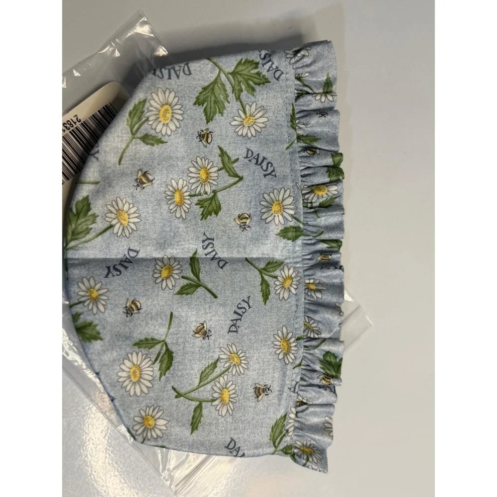 Longaberger Basket Fabric‎ Liner Blue Daisy Bee Floral Ruffle Trim New NIP